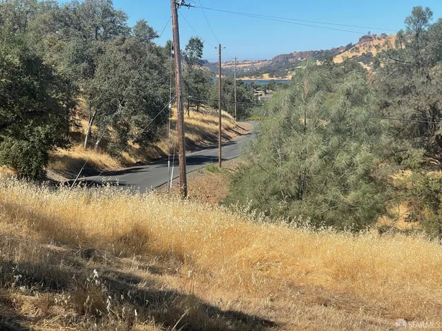 a view of a lake from a yard