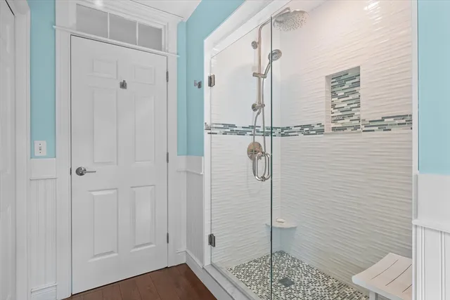 a bathroom with a shower