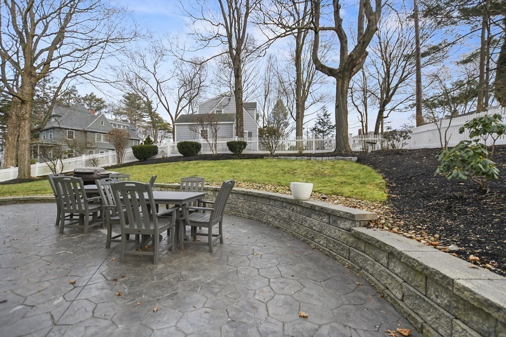 348 Webster Street Needham, MA 02494 - Photo 36 of 42 a view of a dining table and chairs in the patio