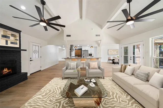 a living room with furniture