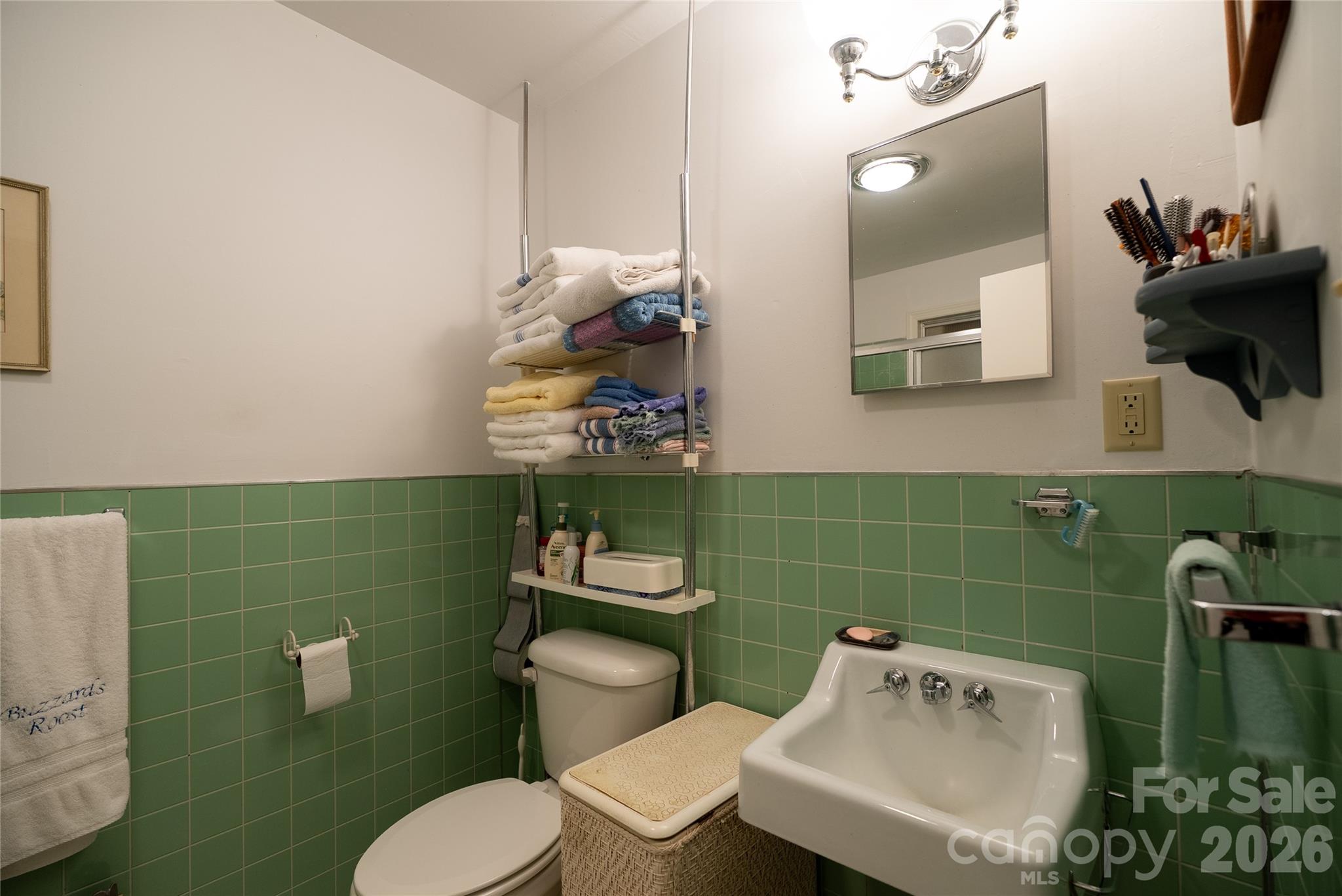 1412 North Bearwallow Road Fletcher, NC 28732 - Photo 25 of 30 a bathroom with a toilet sink and mirror