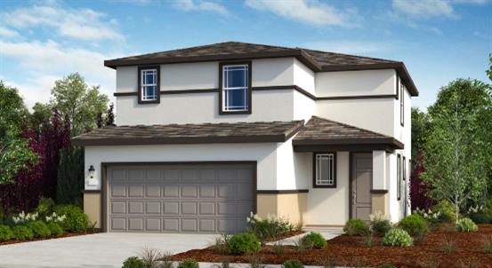 a front view of a house with a garage