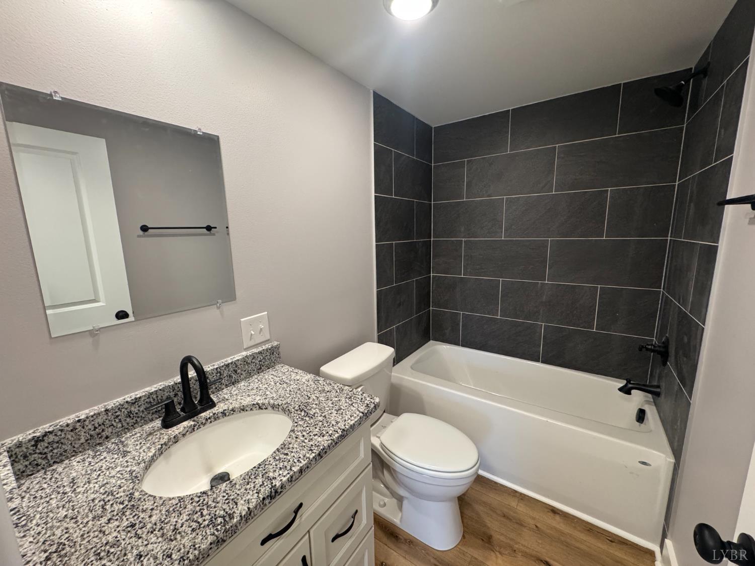 137 Ridgeview Lane Madison Heights, VA 24572 - Photo 17 of 22 a bathroom with a granite countertop sink a toilet and bathtub