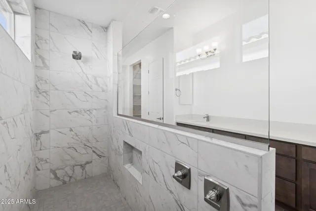 a bathroom with shower