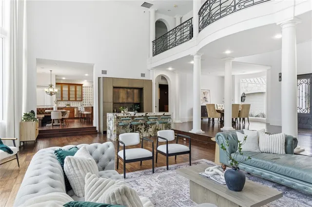 a living room with furniture