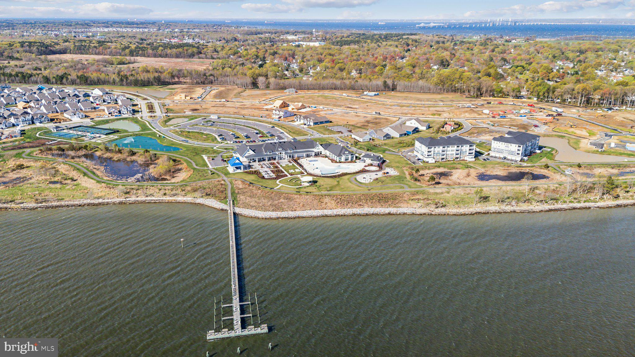 170 Harrier Way, Unit 34 Chester, MD 21619 - Photo 42 of 81 Aerial View of Clubhouse & Chesapeake Bay Bridge