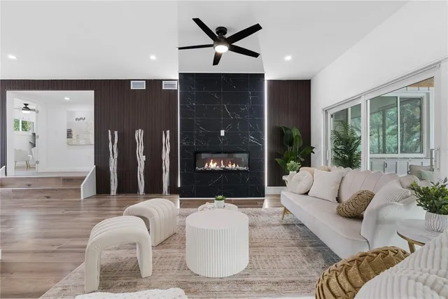 a living room with furniture and window