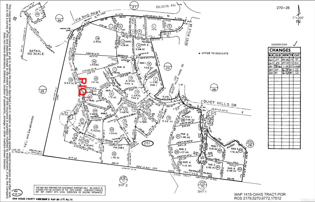 0 Quiet Hills Farm Road Escondido, CA 92029 - Photo 14 of 16 APN Map