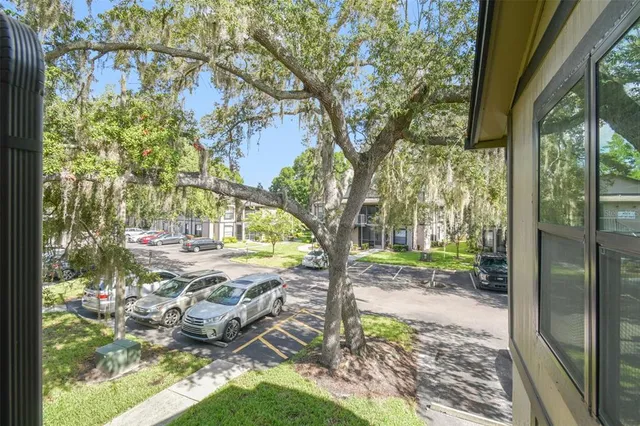 a view of a yard with fountain in front of house