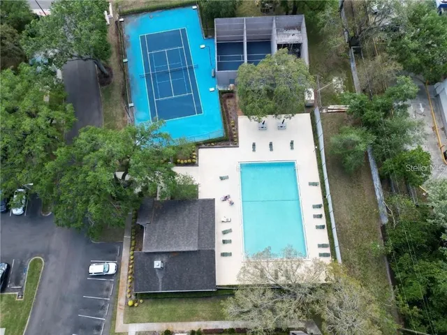 an aerial view of a house