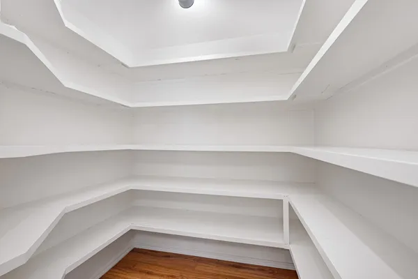 a view of an empty walk in closet