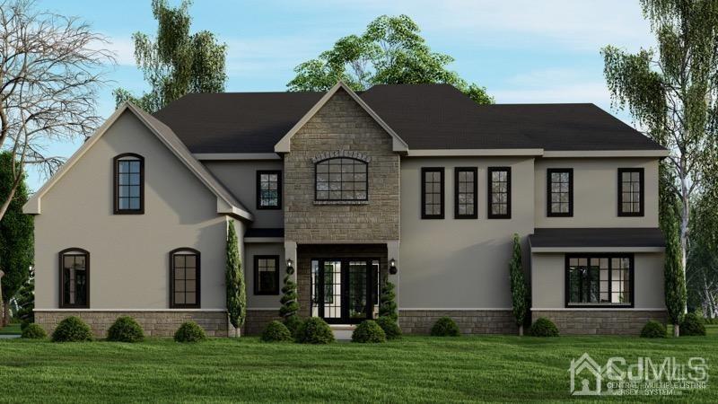 a front view of a house with a yard