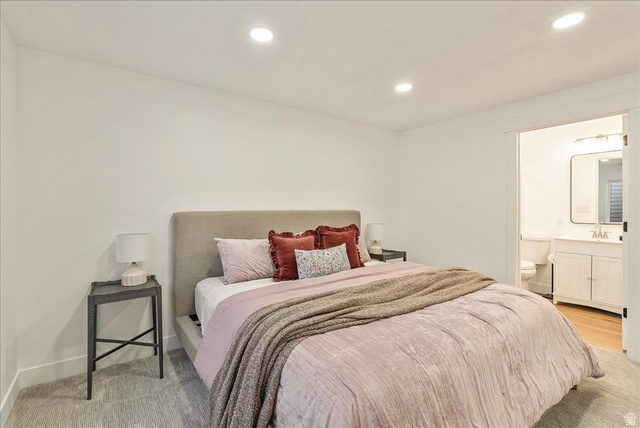 3916 South Sage Wood Avenue Mapleton, UT 84664 - Photo 24 of 33 Bedroom with recessed lighting and a neutral color palette