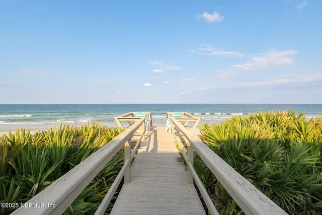 a view of roof deck with seating space