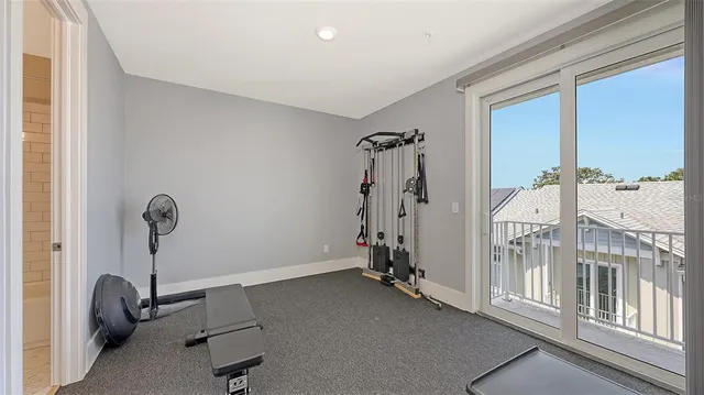 a view of a room with gym equipment
