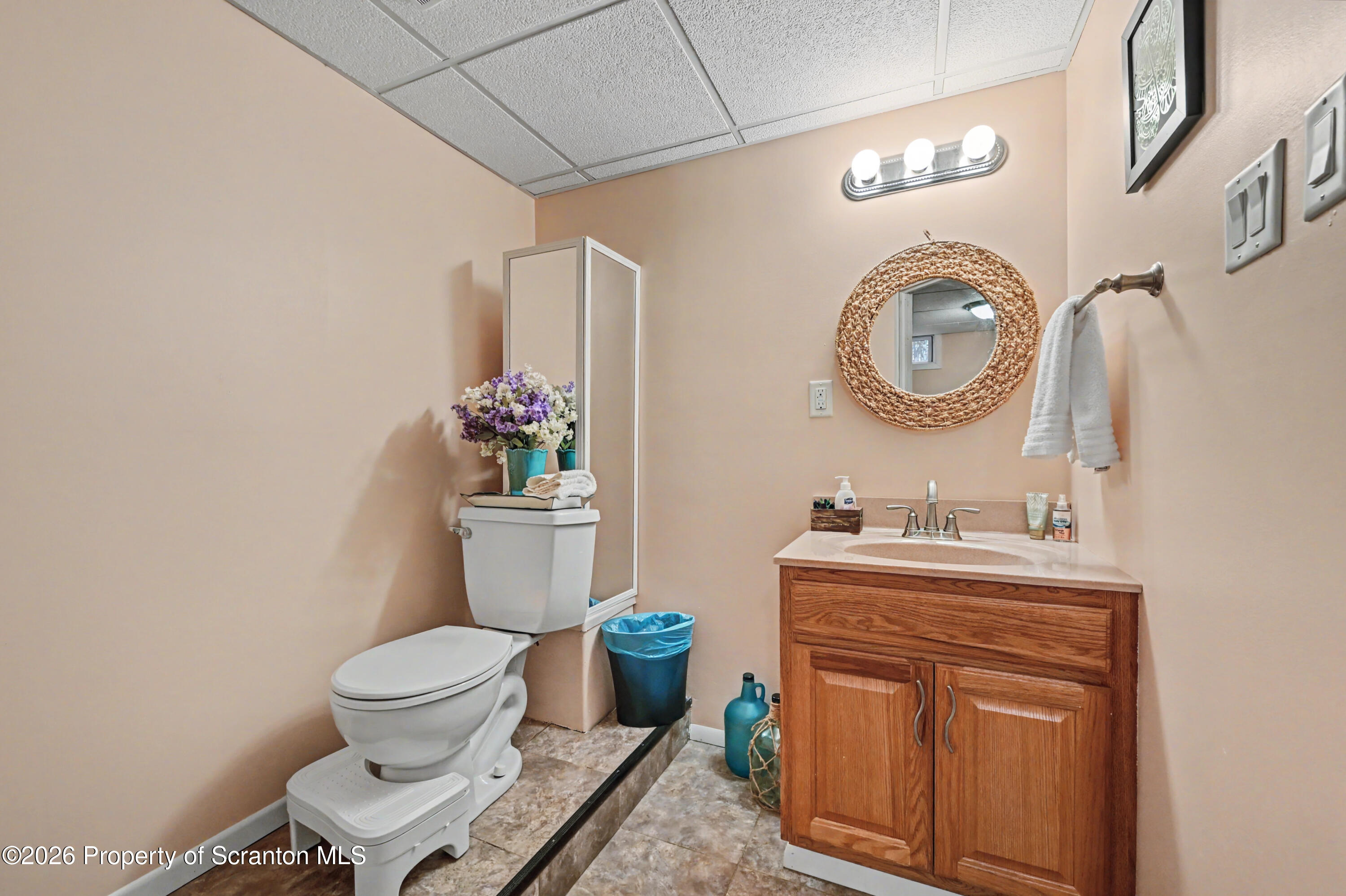 131 Front Street Jessup, PA 18434 - Photo 46 of 58 a bathroom with a toilet a sink and a mirror