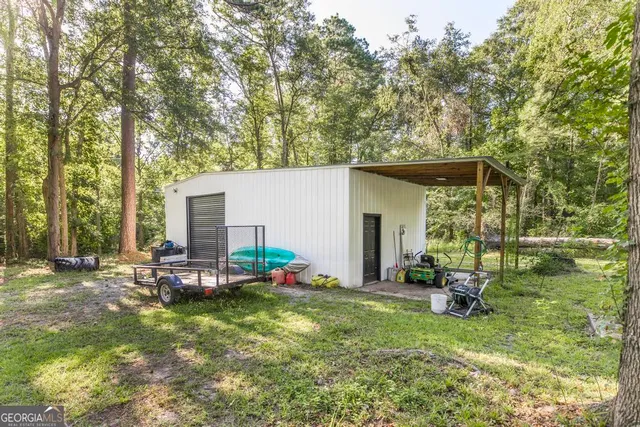 a view of a storage in a room