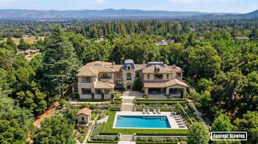 15400 Madrone Hill Road Saratoga, CA 95070 - Photo 6 of 32 an aerial view of a house with a garden