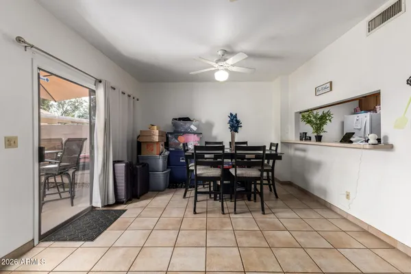 a dining room well furnished