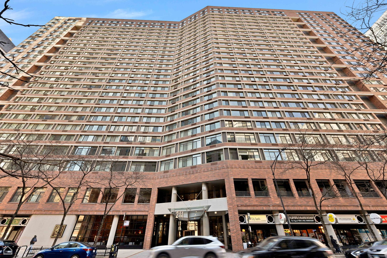 a front view of a building