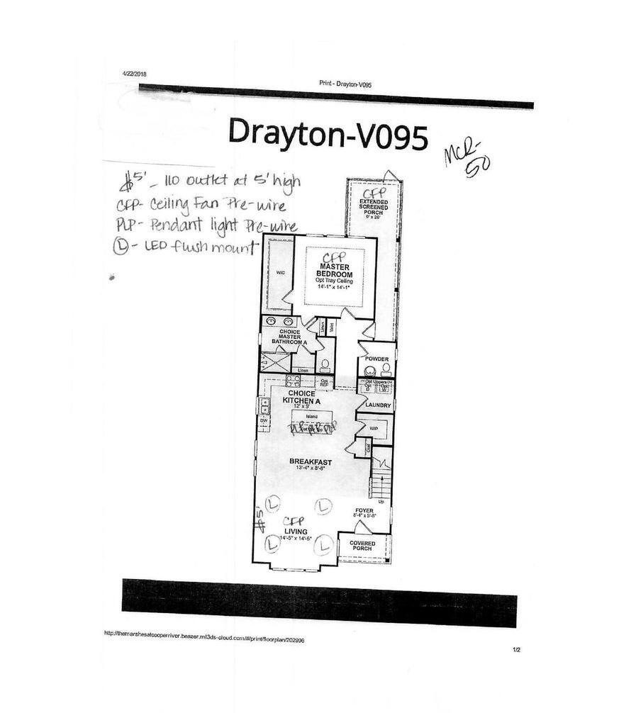 705 Rathall Creek Drive Charleston, SC 29492 - Photo 52 of 53 1st floor plan