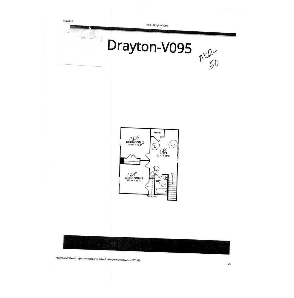 705 Rathall Creek Drive Charleston, SC 29492 - Photo 53 of 53 2nd floor plan