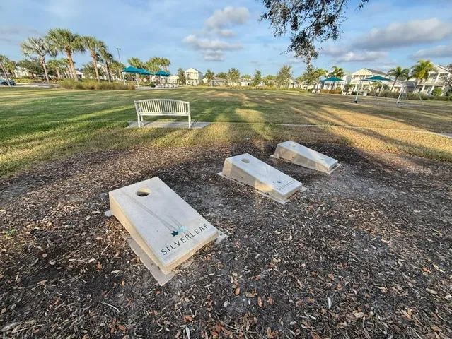 a view of a water with an outdoor space