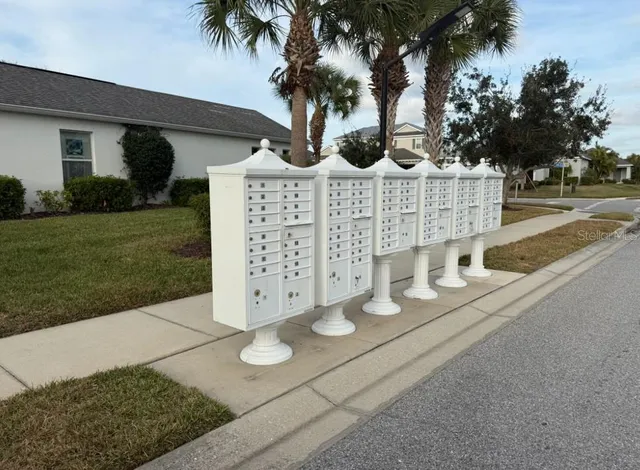 a view of a car park in front of a building