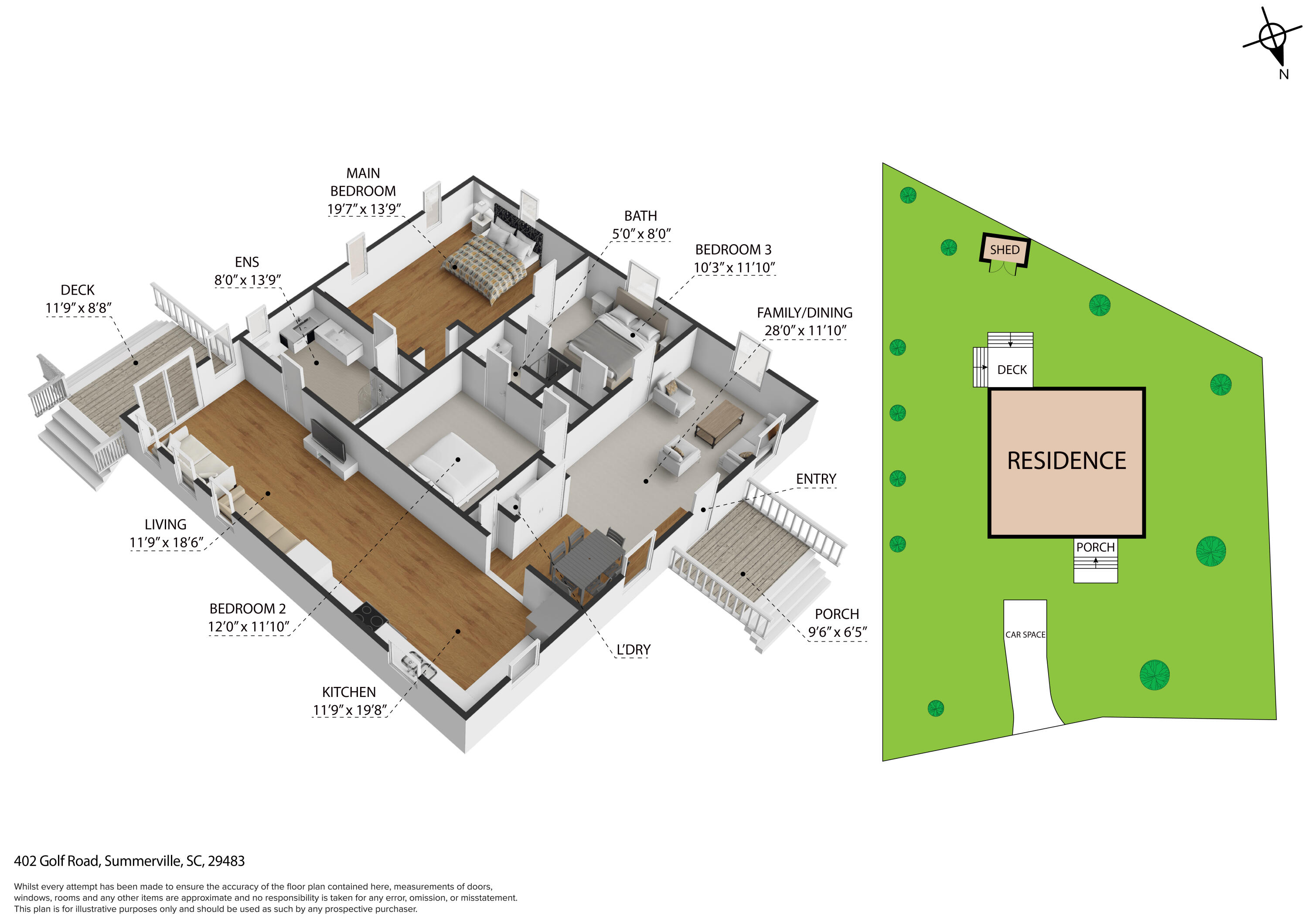 402 Golf Road Summerville, SC 29483 - Photo 43 of 43 3D Floor Plan