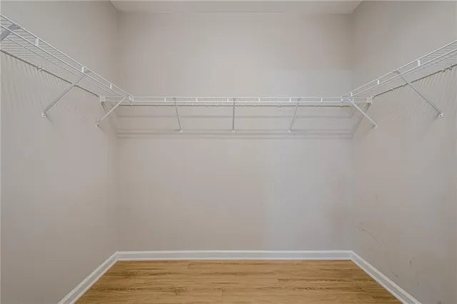 a view of a room with racks on the wall