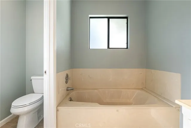 a bathroom with a bathtub