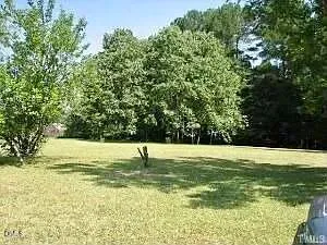 a view of a water with a large trees