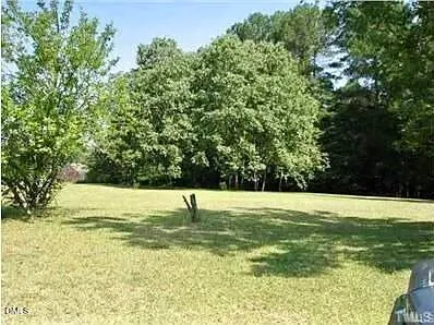 a view of yard with large trees