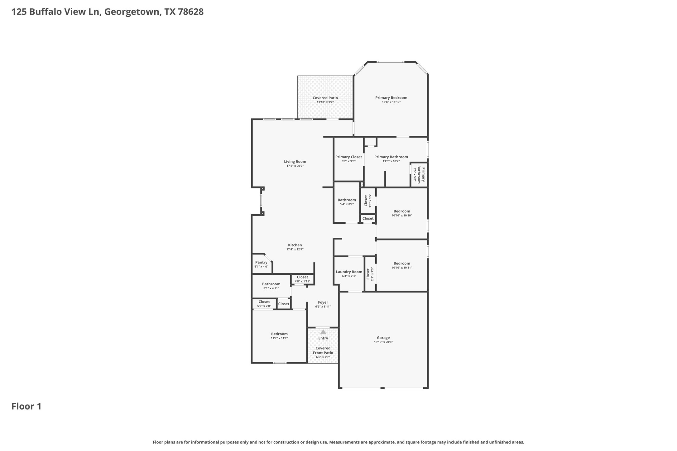 125 Buffalo View Lane Georgetown, TX 78628 - Photo 28 of 28 a picture of floor plan