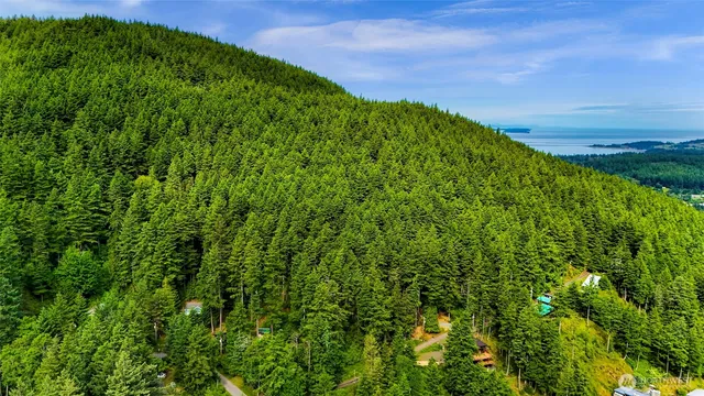 a view of a lake with a house