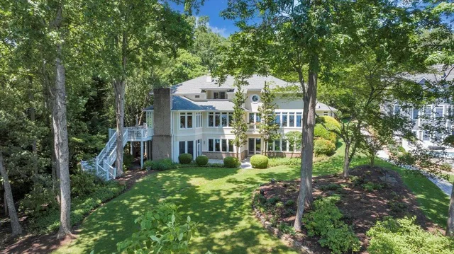 a patio with table and chairs
