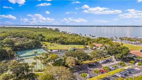a view of a lake with a big yard