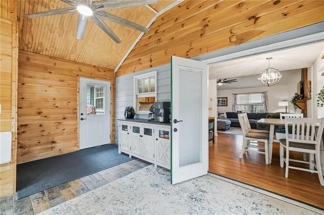 a white building with a outdoor space