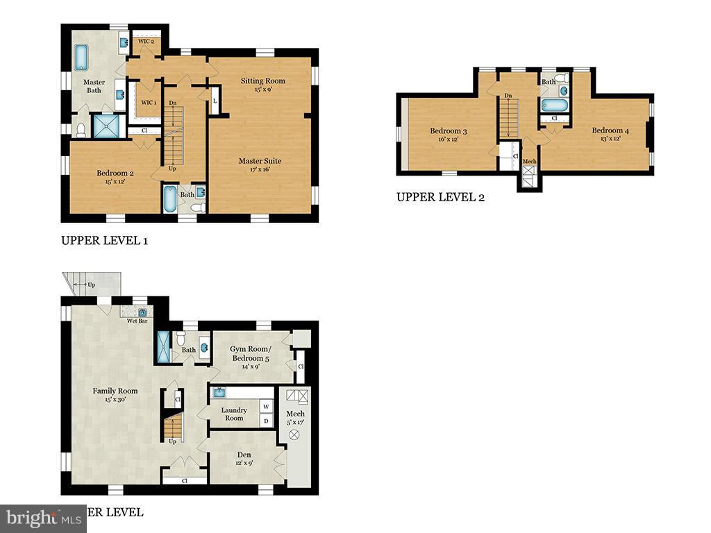 2834 Foxhall Road Northwest Washington, DC 20007 - Photo 10 of 10 Floor Plan Upper & Lower Levels
