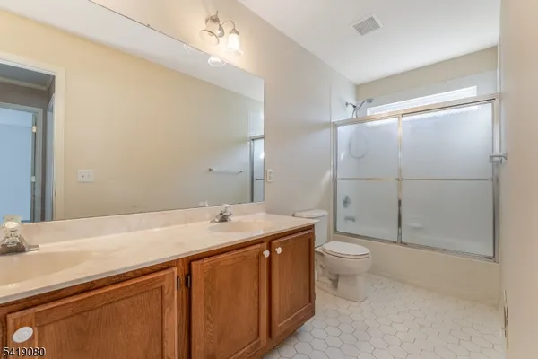 a city view with large trees