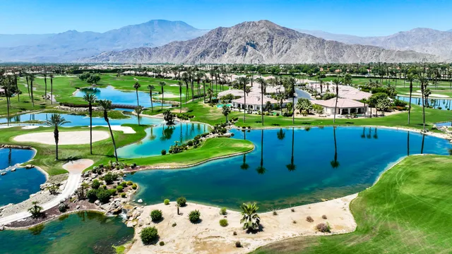 a view of a garden with a lake