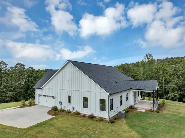 an aerial view of a house