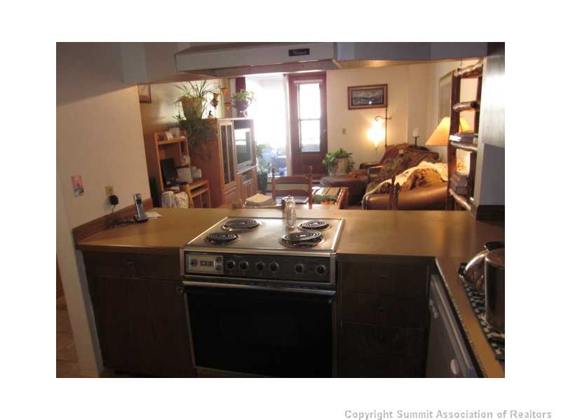 800 Copper Road, Unit 176 Frisco, CO 80443 - Photo 2 of 20 Living Room. View of living room from kitchen ~ door way at end of the living room leads to the condo s balcony