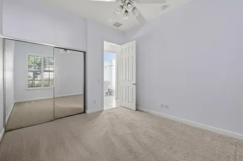 a view of a swimming pool with a fountain and plants