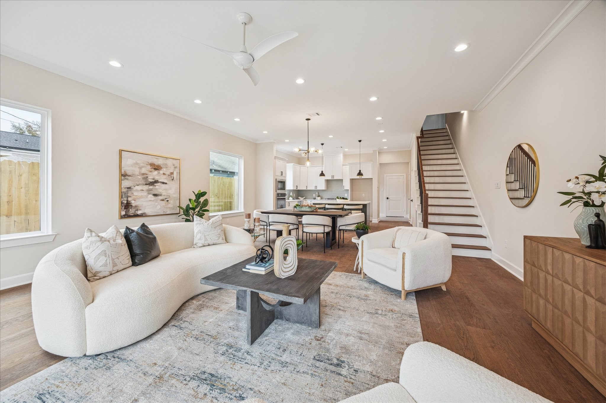 1303 Cordell Street, Unit B Houston, TX 77009 - Photo 7 of 41 a living room with fireplace furniture and a wooden floor