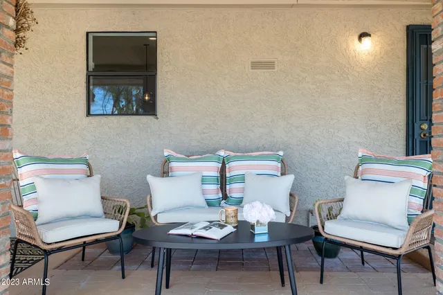 a view of a bench in the yard