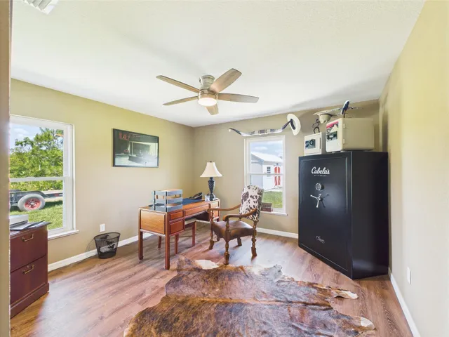 a view of a trees in a yard next to a building