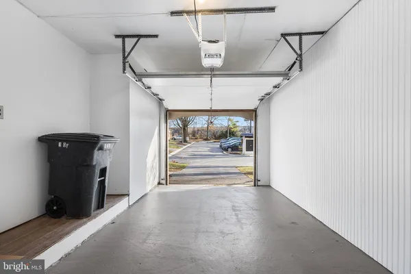 a view of a room with a garage