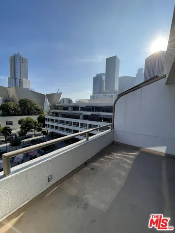 a view of a building from a balcony