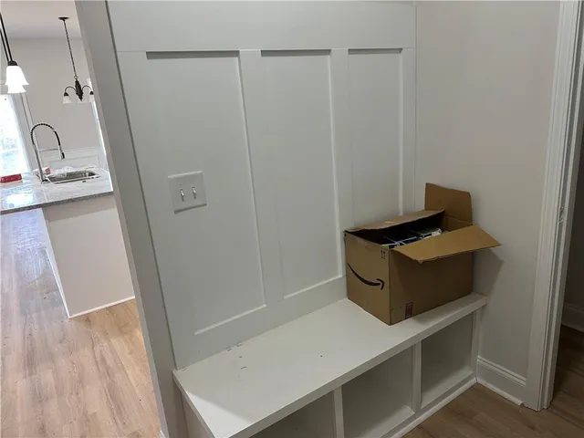 a bathroom with a bathtub